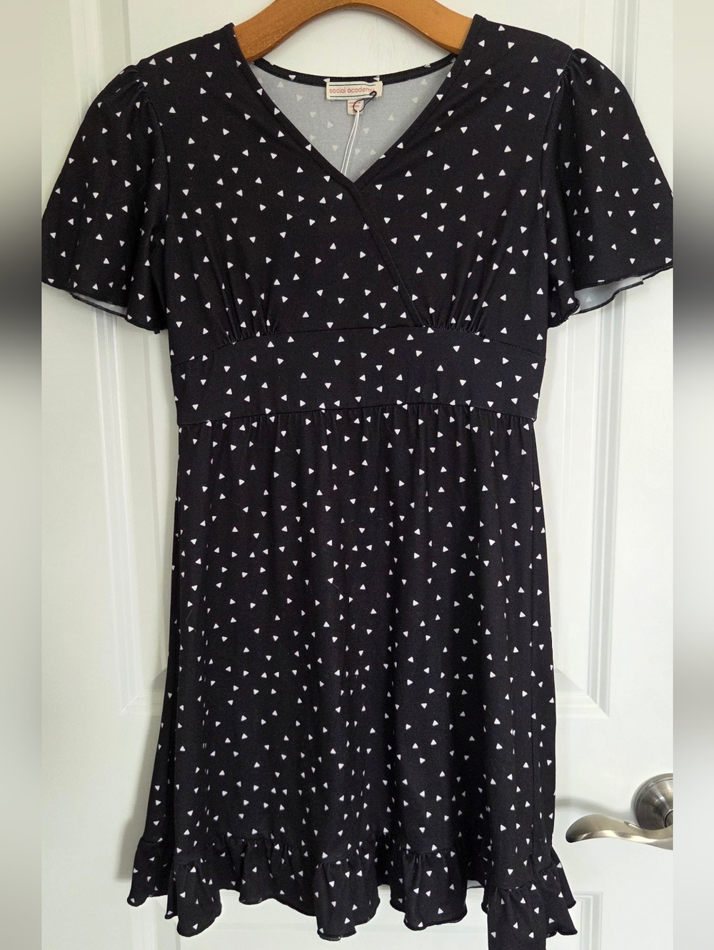 Black Triangle Print Casual Kids Dress